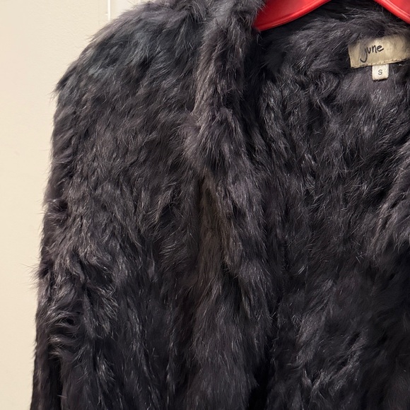June Black Rabbit Fur Cropped Jacket - Picture 5 of 8